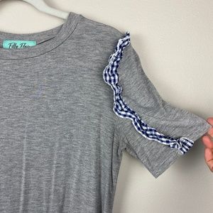 Filly Flair Gingham Ruffle Sleeve Tee - Size Medium